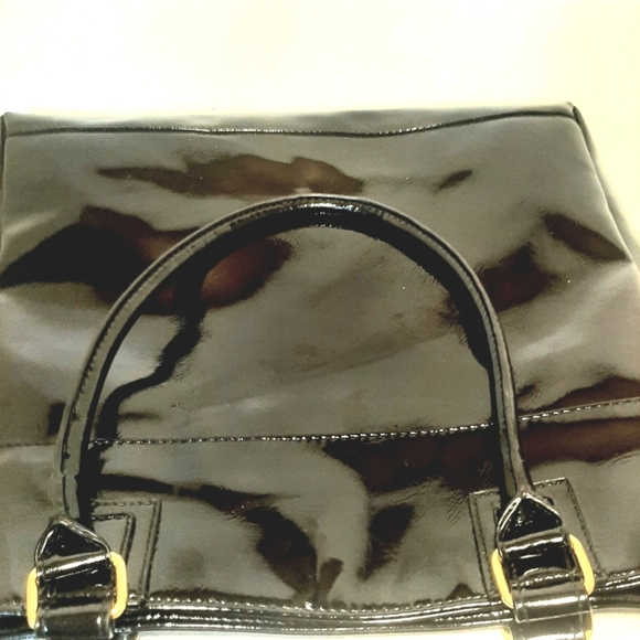 Elegant Black Patent Leather Tote Bag Estee Lauder. - Picture 3 of 4